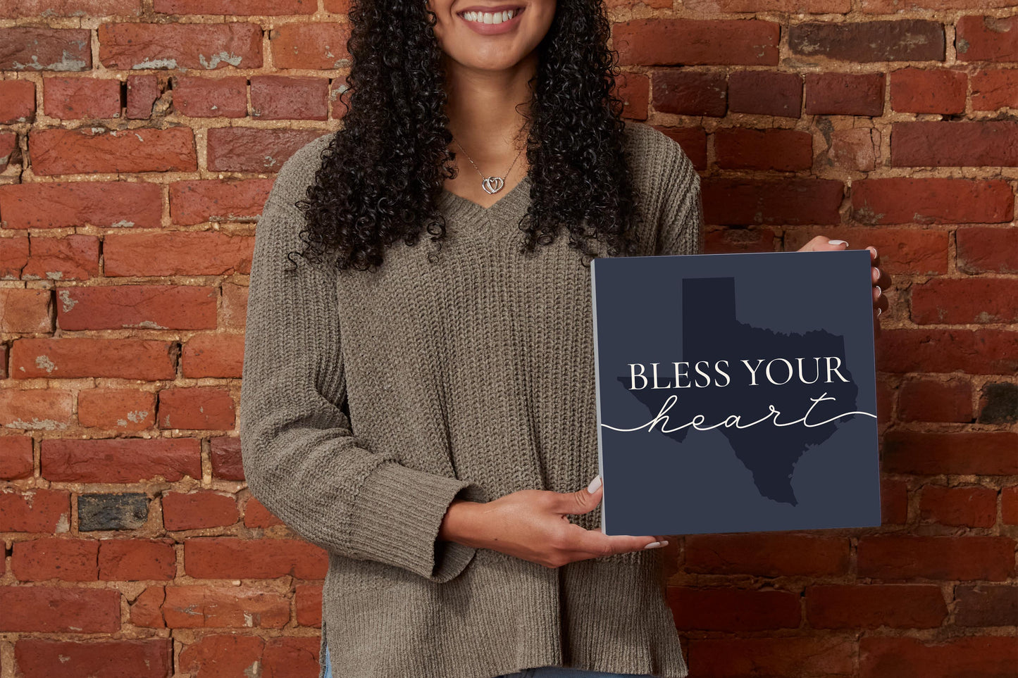 Modern Minimalist Texas Bless Your Heart | Wood Block | Eaches | Min 2