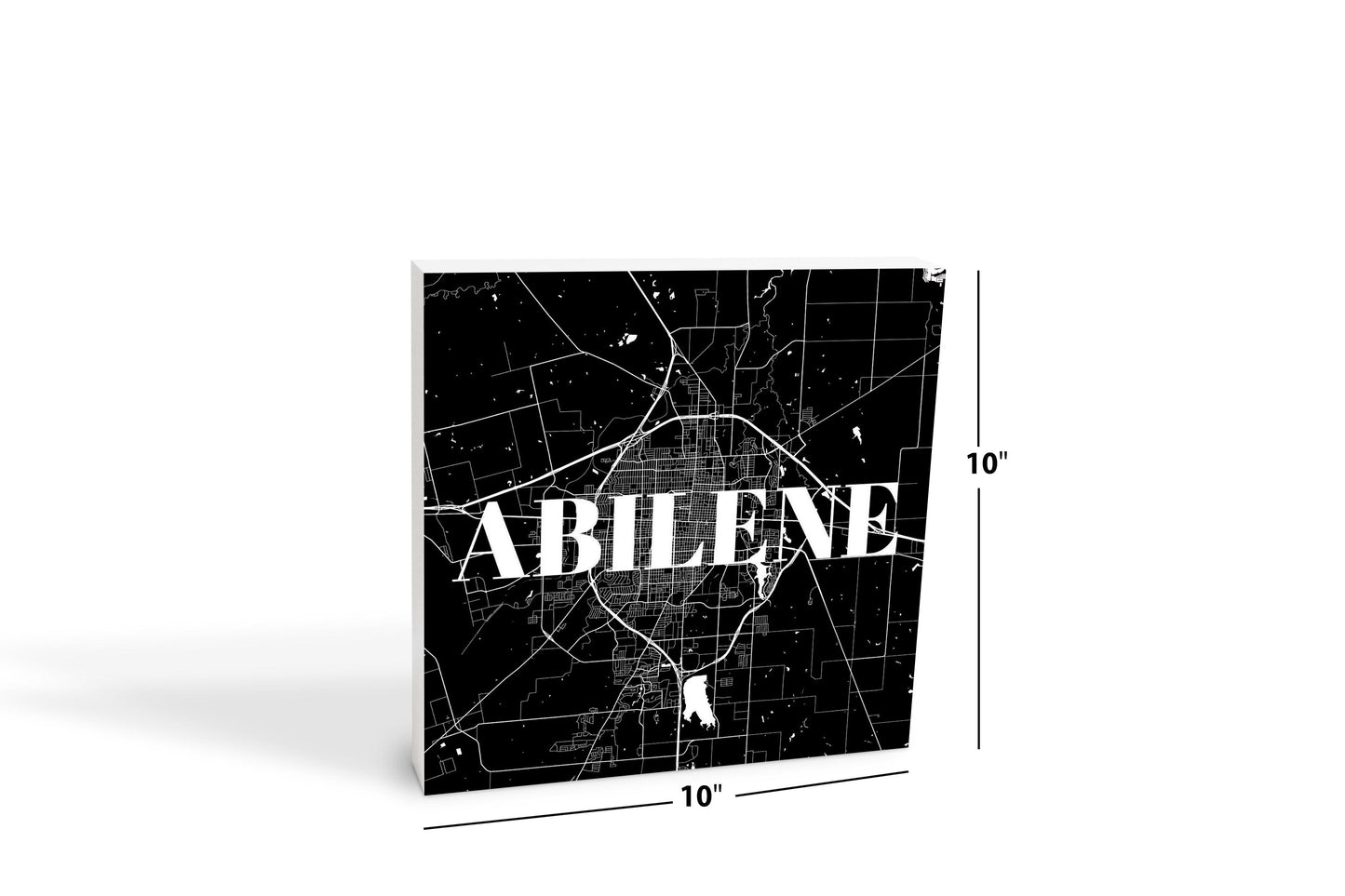 Minimalist B&W Texas Abilene Map | Wood Block | Eaches | Min 2