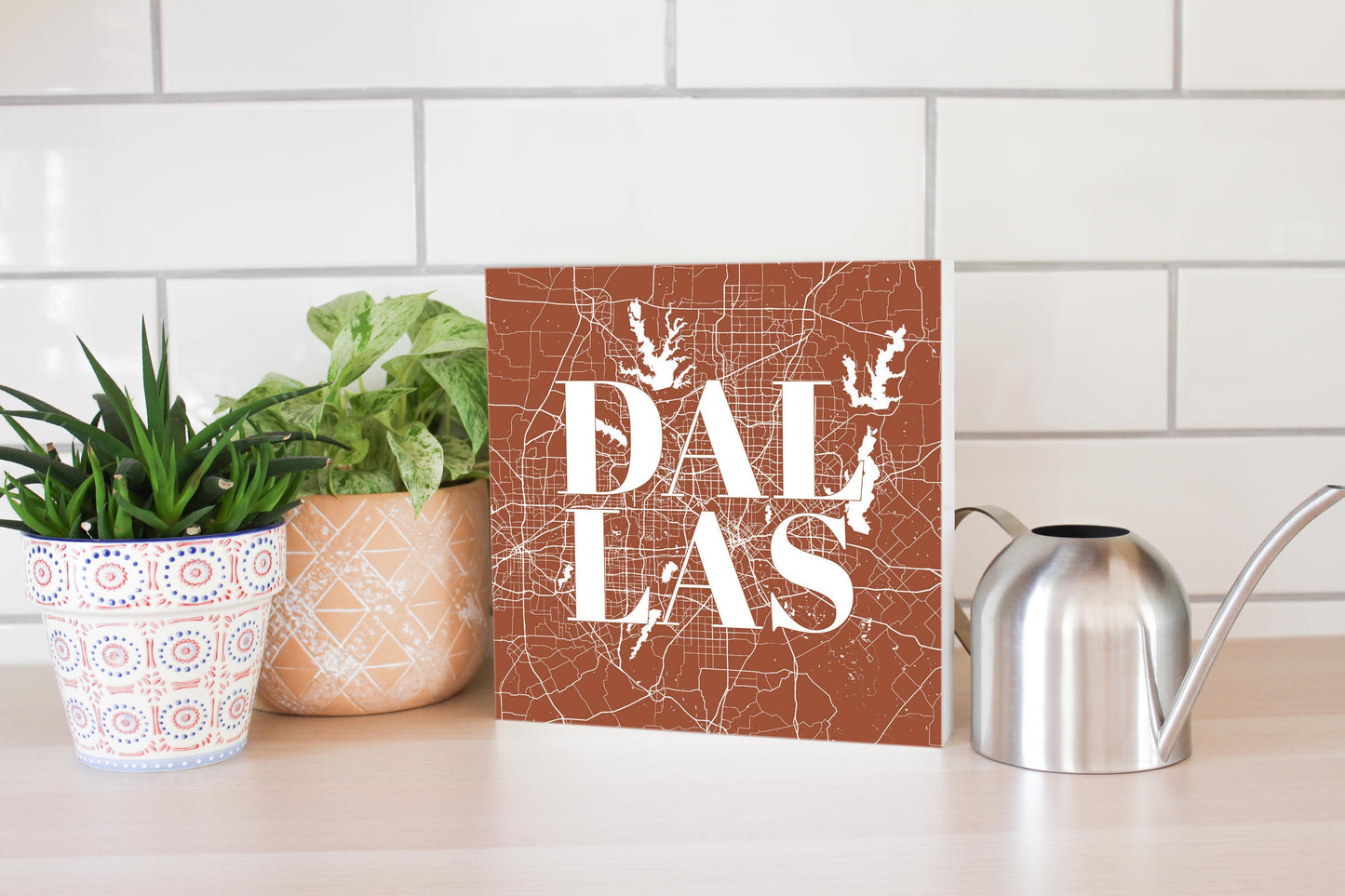 Modern Minimalist Dallas Texas Map | Wood Block | Eaches | Min 2