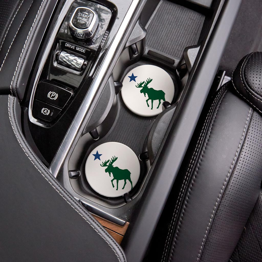 New England Star And Moose | Absorbent Car Coasters | Set of 2 | Min 4