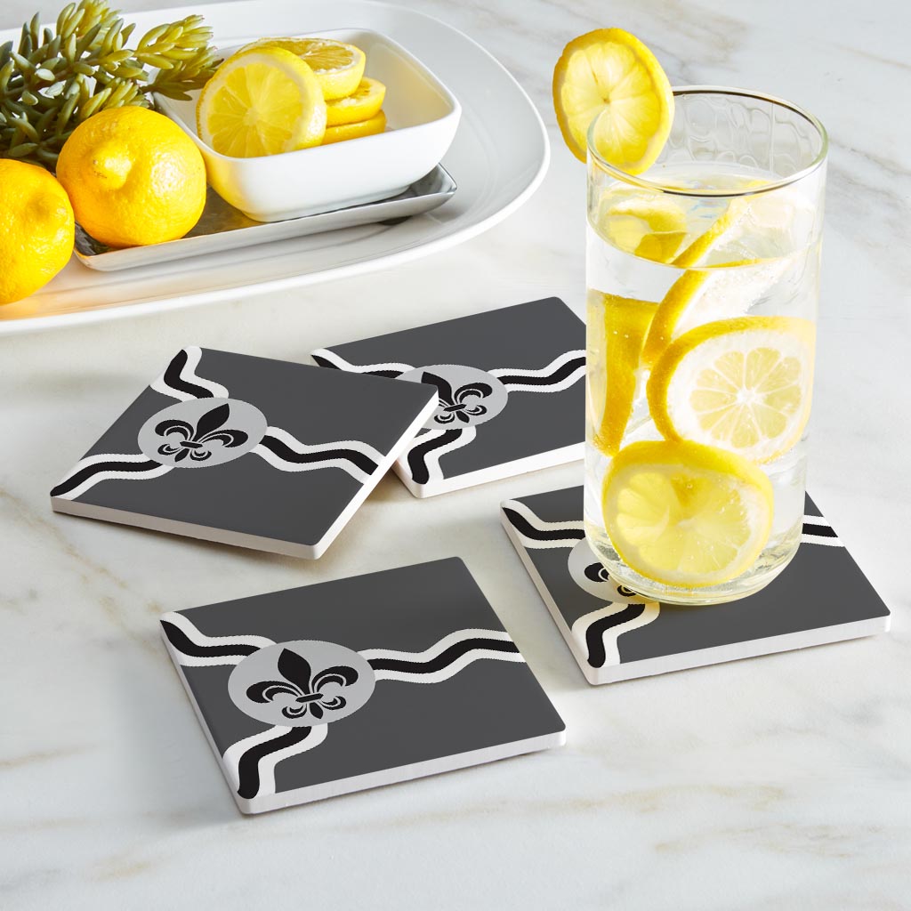 Minimalist B&W Missouri St Louis Flag | Absorbent Coasters | Set of 4 | Min 2