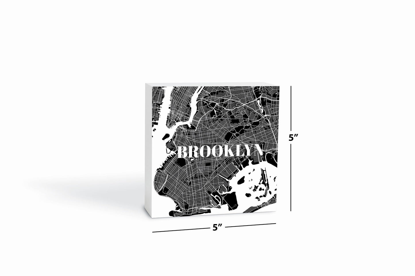 Minimalistic B&W New York Brooklyn Map | Wood Block | Eaches | Min 4