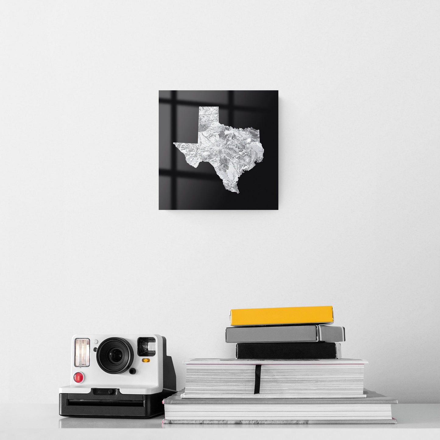 Minimalistic B&W Texas Metal State Shape | Hi-Def Glass Art | Eaches | Min 2