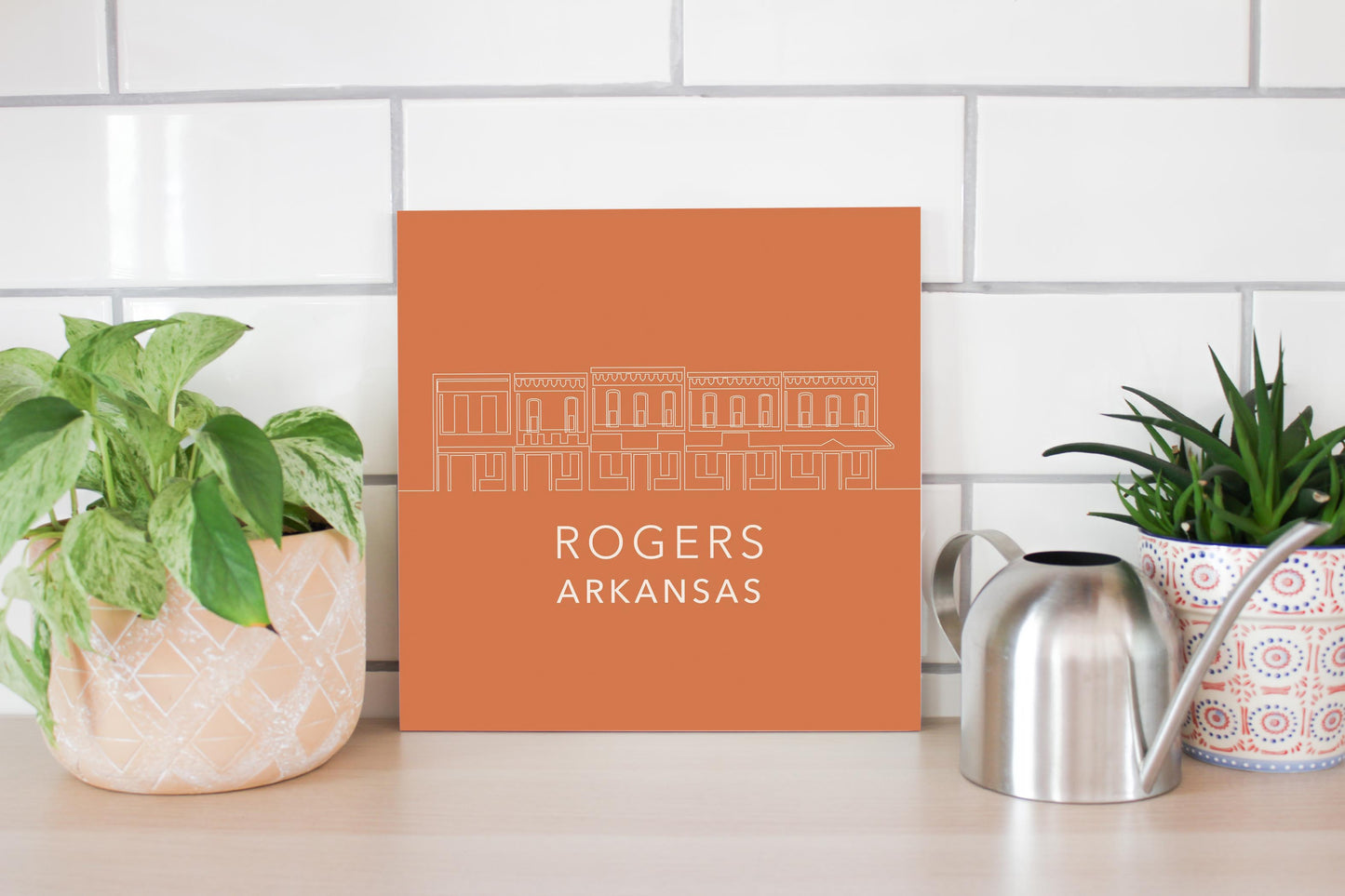 Modern Minimalist Arkansas Rogers Skyline State | Wood Sign | Eaches | Min 2
