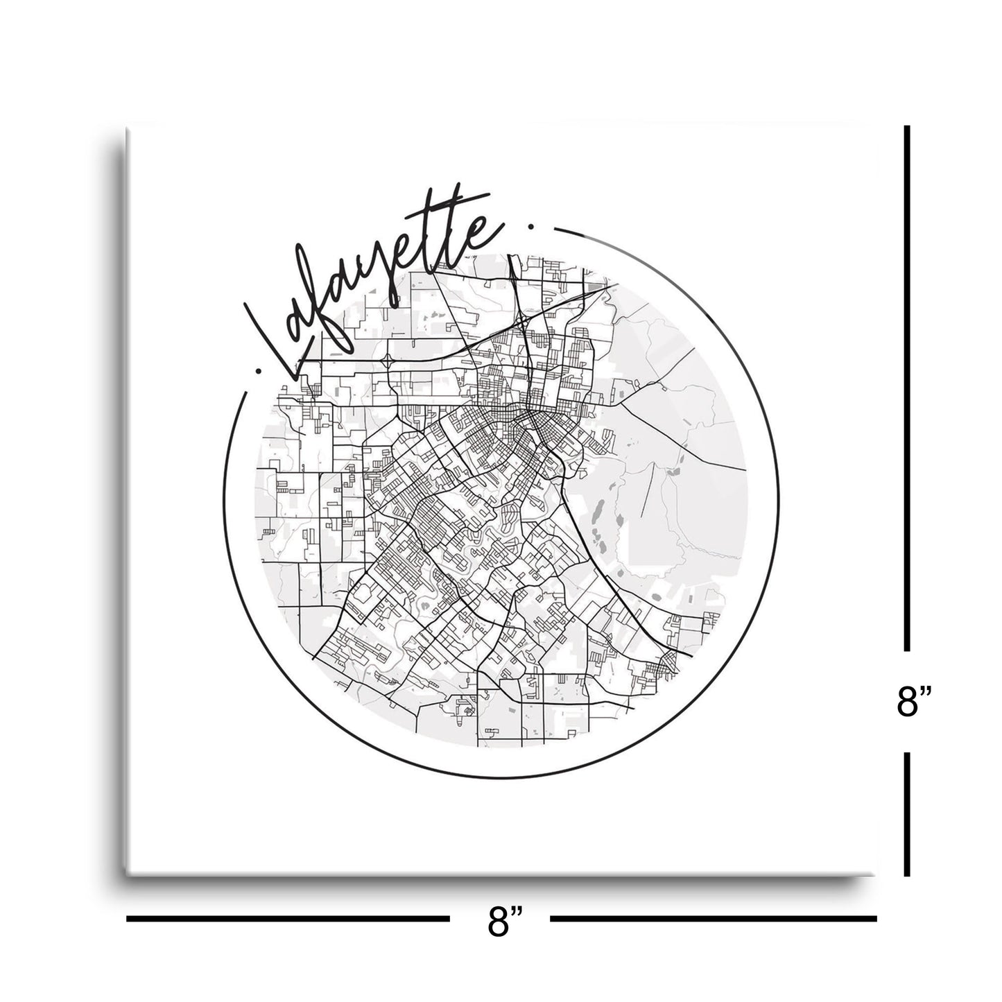 Modern Louisiana Lafayette Circle Map | Hi-Def Glass Art | Eaches | Min 2