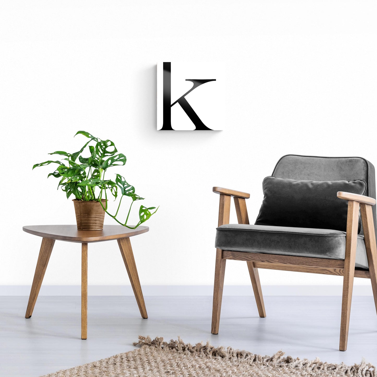 Minimal Monogram K | Hi-Def Glass Art | Eaches | Min 1