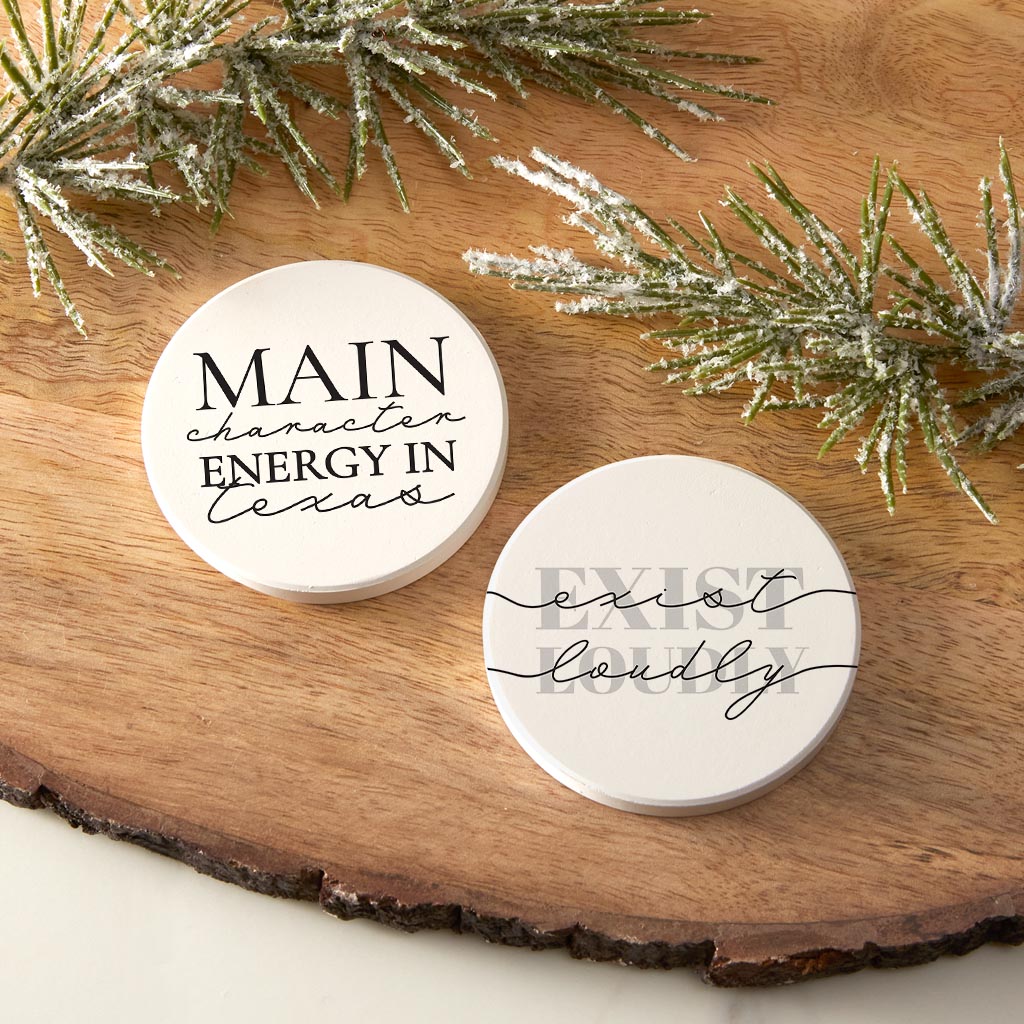 Modern Black White Texas Set | Absorbent Car Coasters | Set of 2 | Min 4
