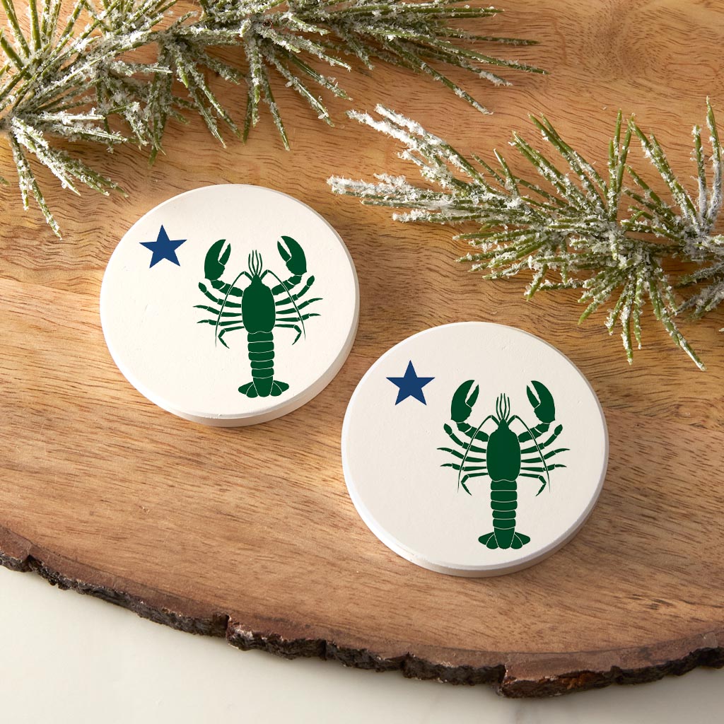 New England Star And Lobster | Absorbent Car Coasters | Set of 2 | Min 4