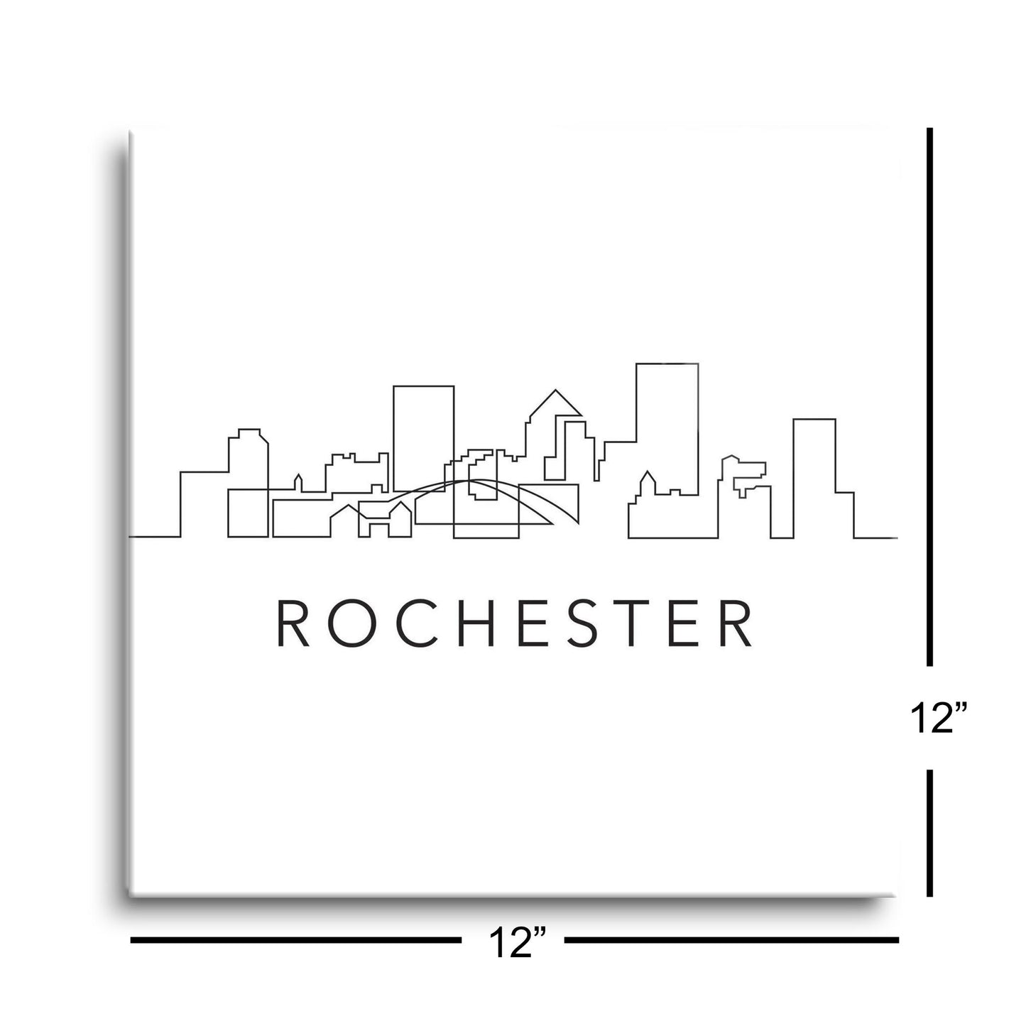 Minimalistic B&W New York Rochester Skyline | Hi-Def Glass Art | Eaches | Min 1