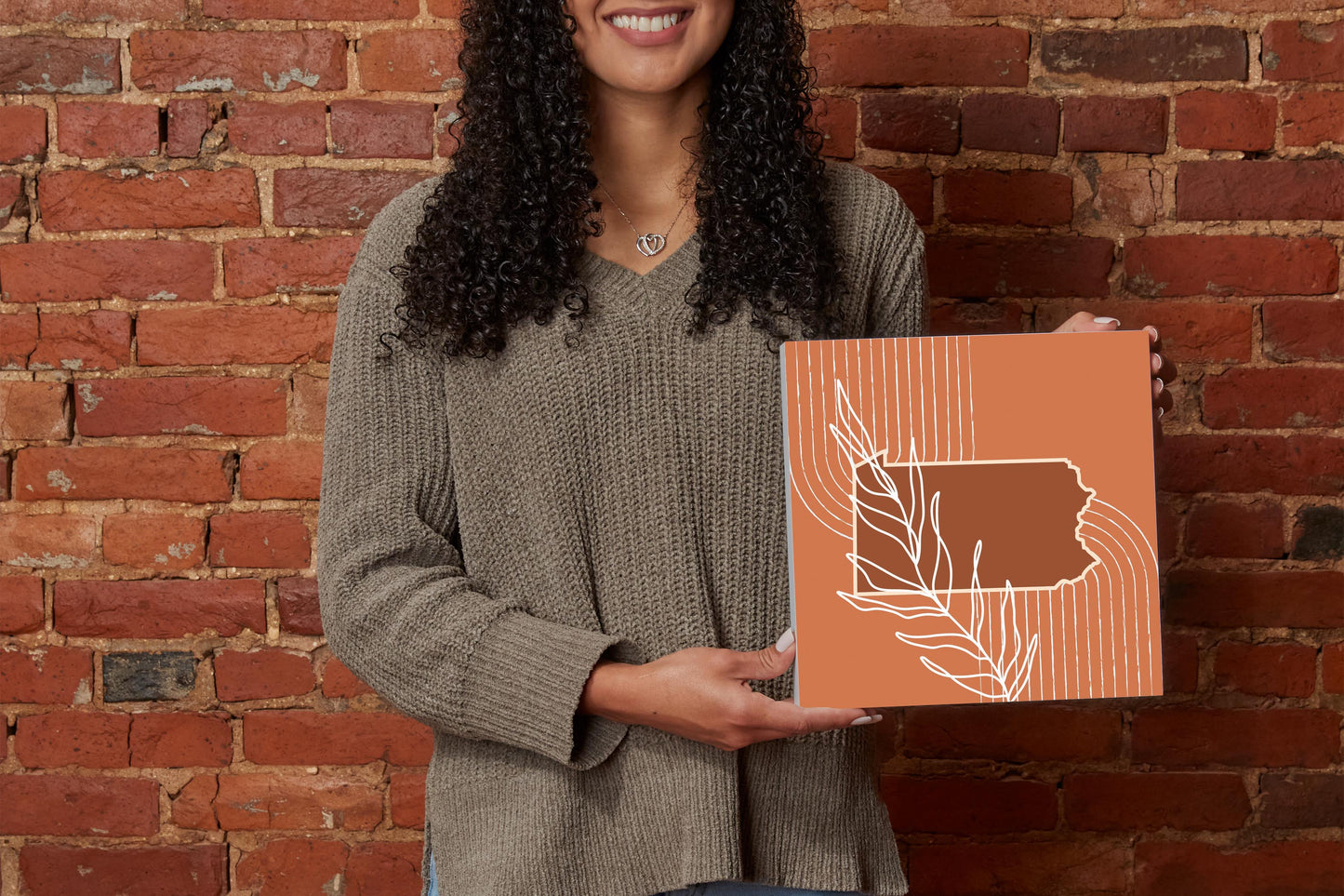 Modern Minimalist Pennsylvania State Leaf | Wood Block | Eaches | Min 2