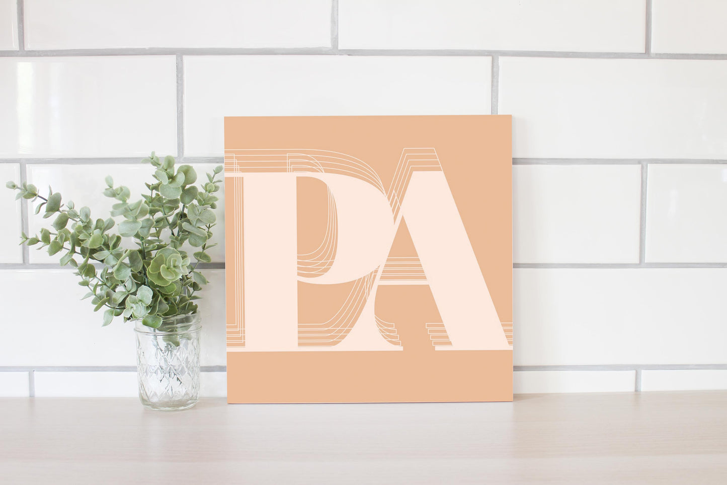 Modern Minimalist Pennsylvania Pa Initials Light | Wood Sign | Eaches | Min 2