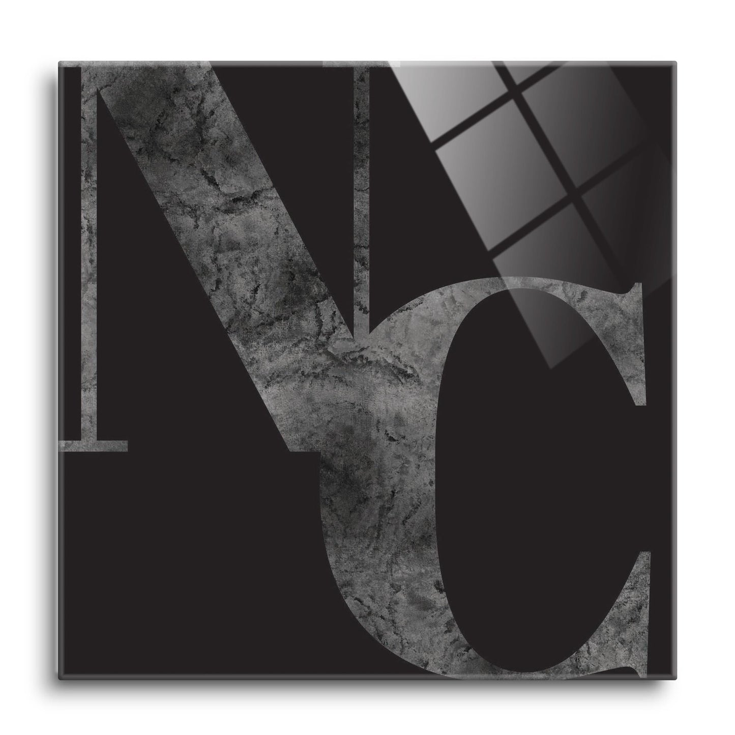 Minimalistic B&W North Carolina Black Initials | Hi-Def Glass Art | Eaches | Min 1