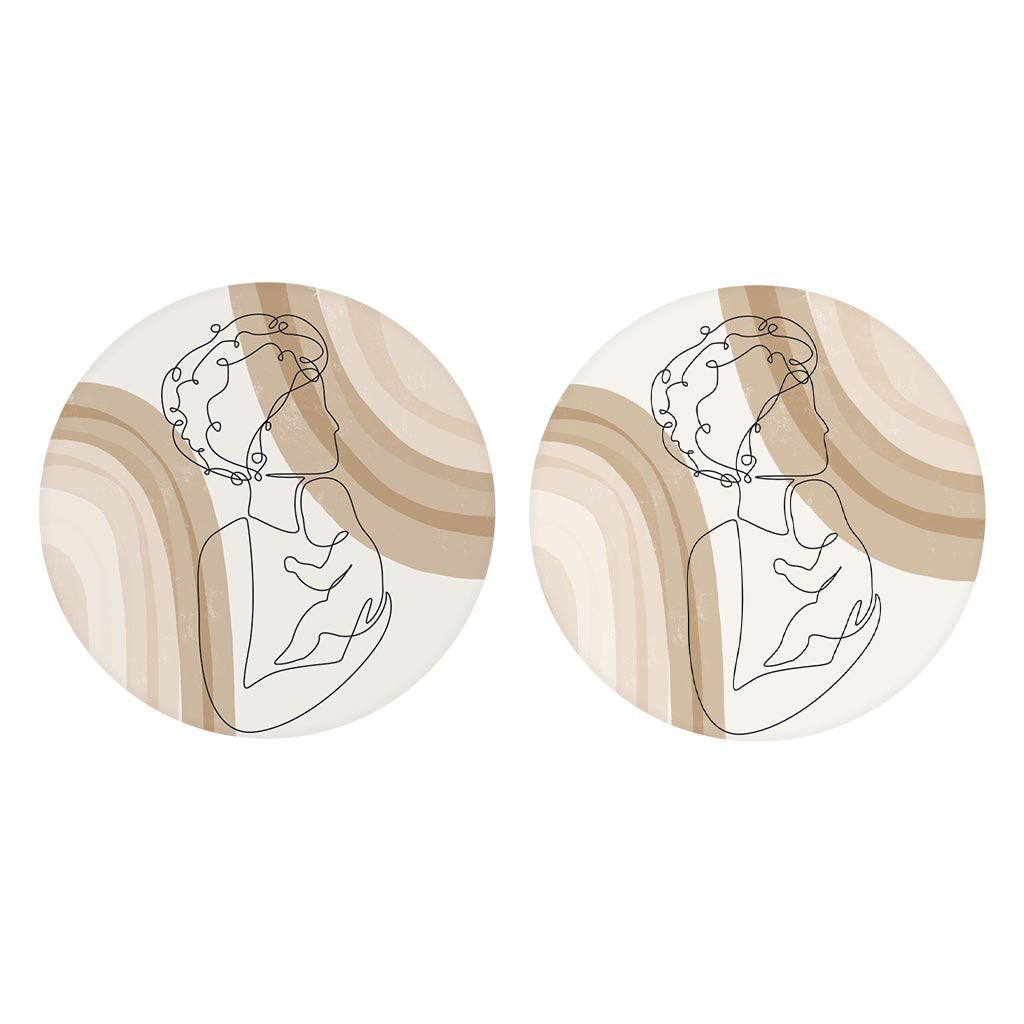 Modern Minimalist Mothers Day Mom Baby | Absorbent Car Coasters | Set of 2 | Min 4