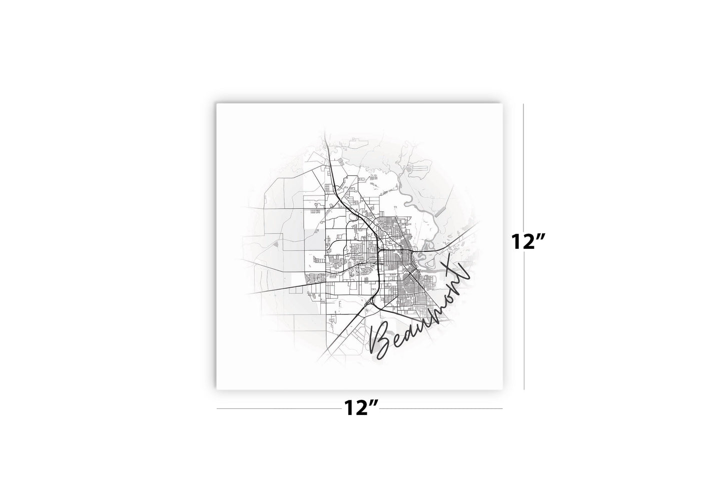 Minimalistic B&W Texas Beaumont Circle Map | Wood Sign | Eaches | Min 2