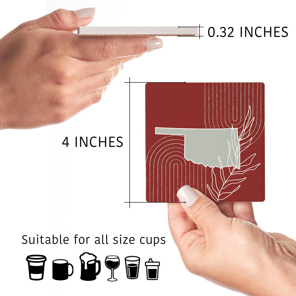 Modern Minimalist Oklahoma Set | Absorbent Coasters | Set of 4 | Min 2