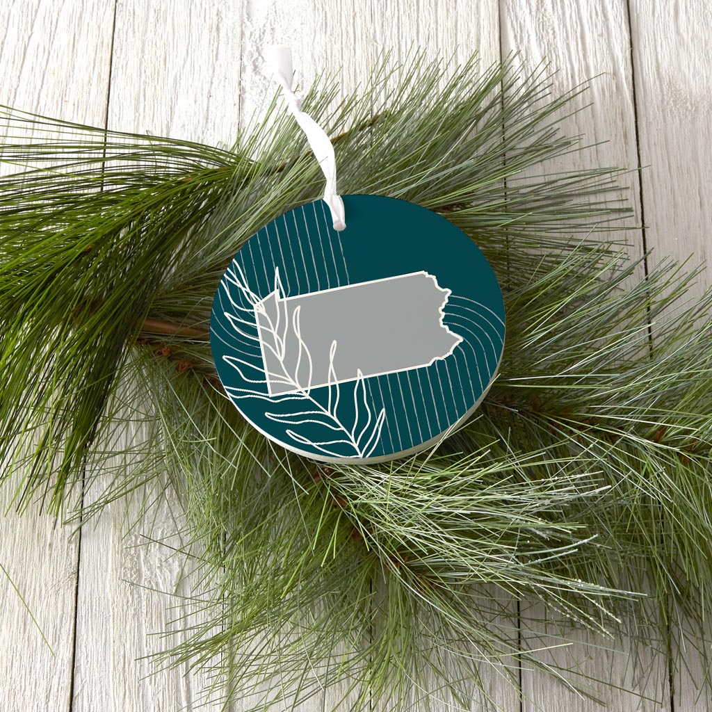 Modern Minimalist Pennsylvania Shape With Leaf| Wood Ornament | Eaches | Min 6