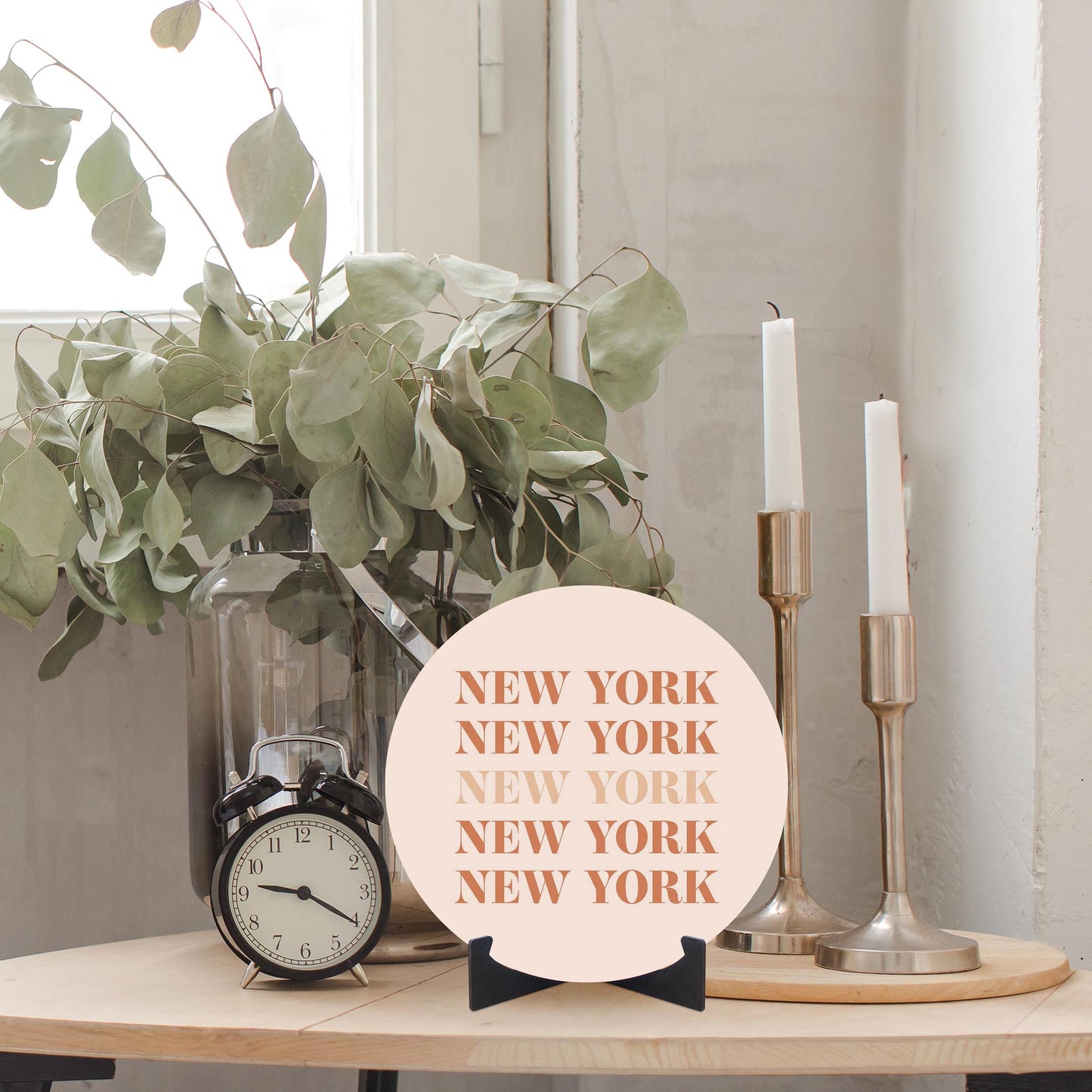 Modern Minimalist New York Repeated Light | Wood Sign | Eaches | Min 1