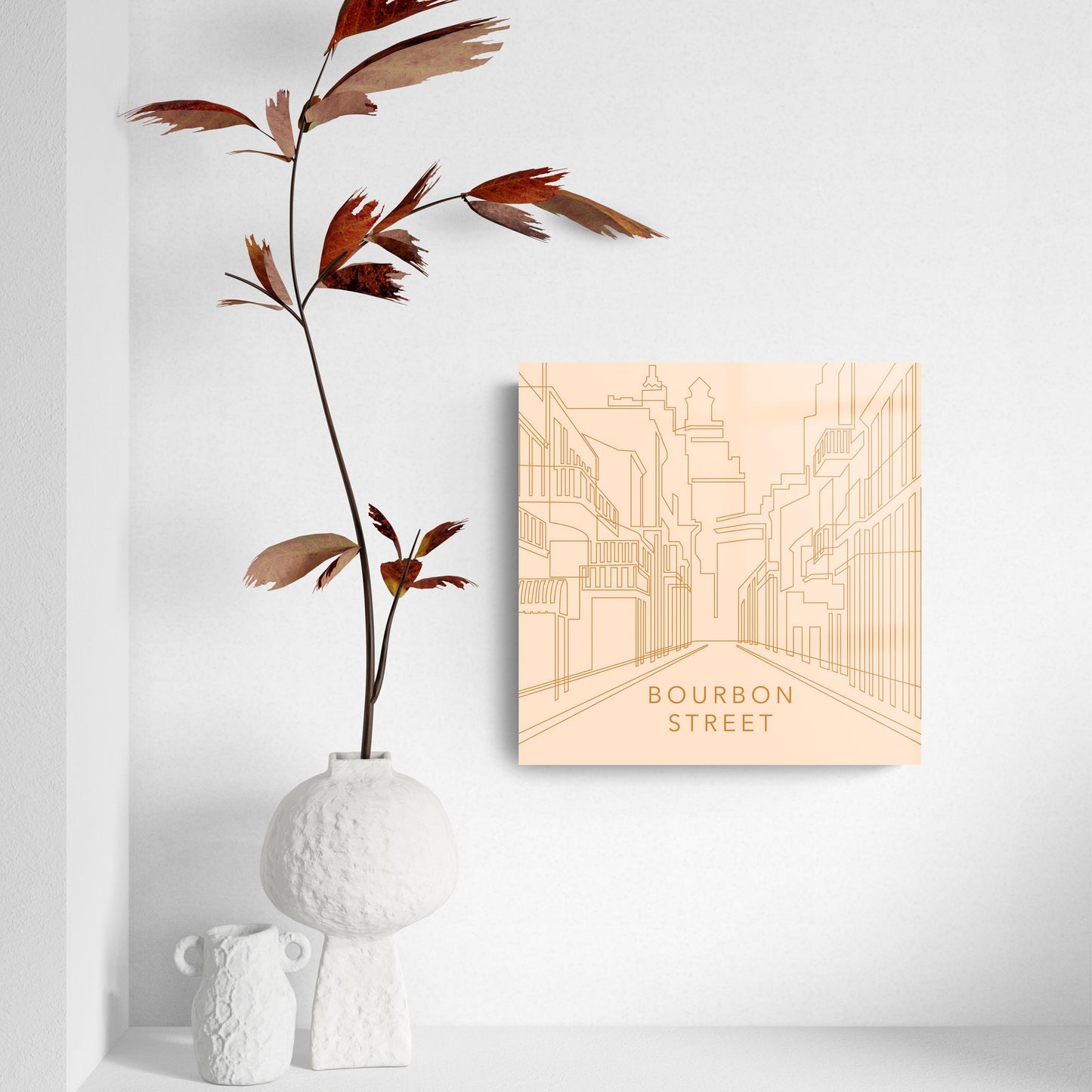 Modern Minimalist Louisiana Bourbon Street Line Drawing | Hi-Def Glass Art | Eaches | Min 2