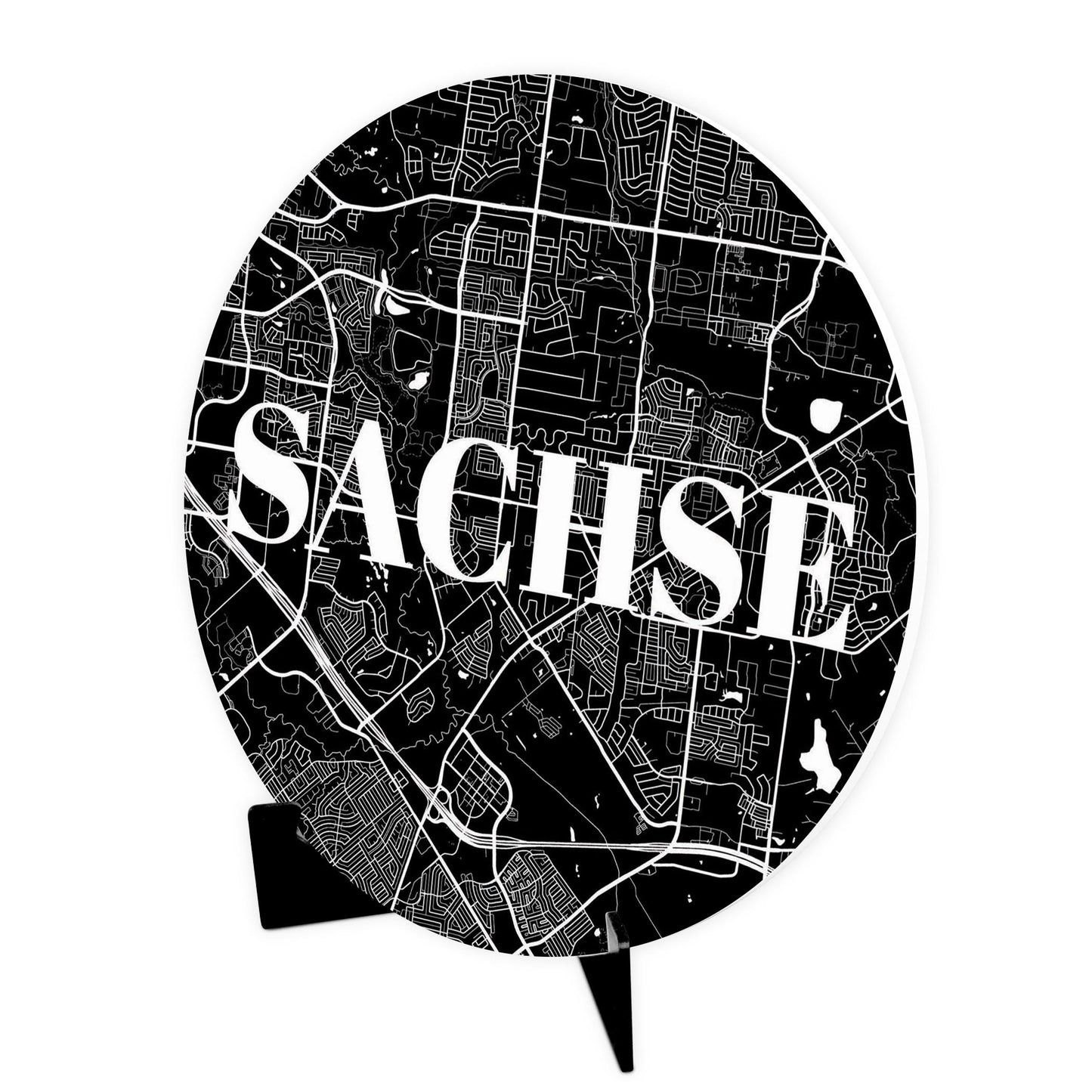 Minimalistic B&W Texas Sachse Map | Wood Sign | Eaches | Min 1