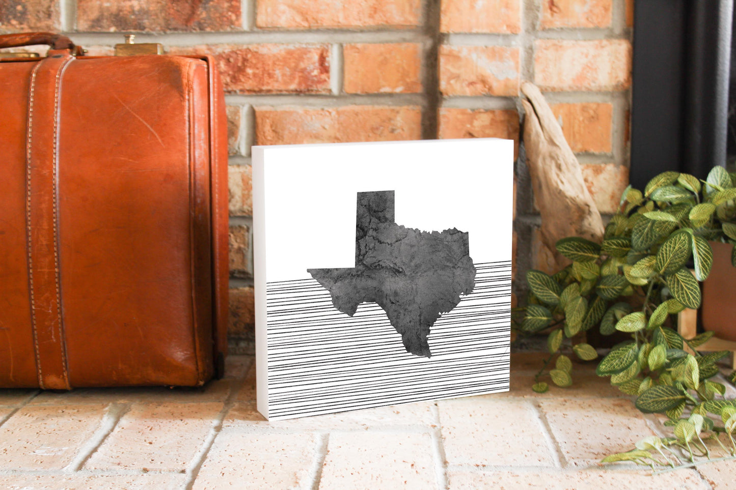 Modern Texas State Shape With Straight Lines | Wood Block | Eaches | Min 2