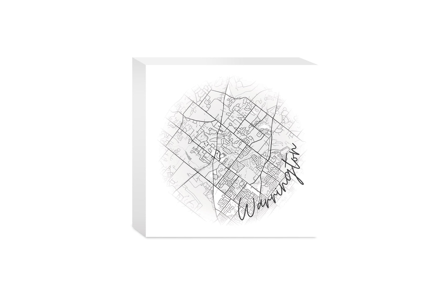 Minimalistic B&W Pennsylvania Warrington Circle Map | Wood Block | Eaches | Min 4