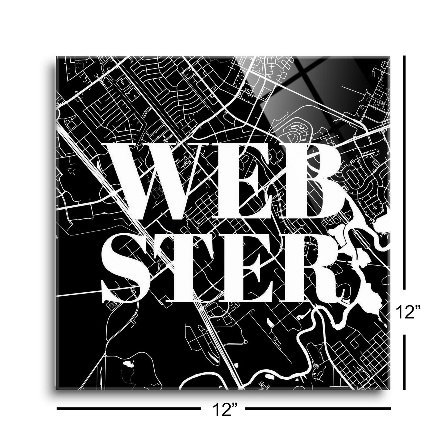 Minimalistic B&W Texas Webster Map | Hi-Def Glass Art | Eaches | Min 1