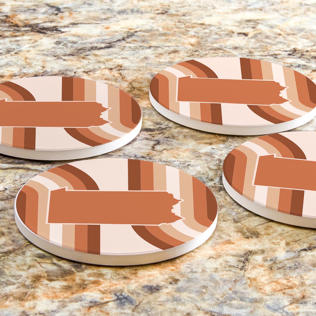 Modern Minimalist Pennsylvania State | Absorbent Coasters | Set of 4 | Min 2