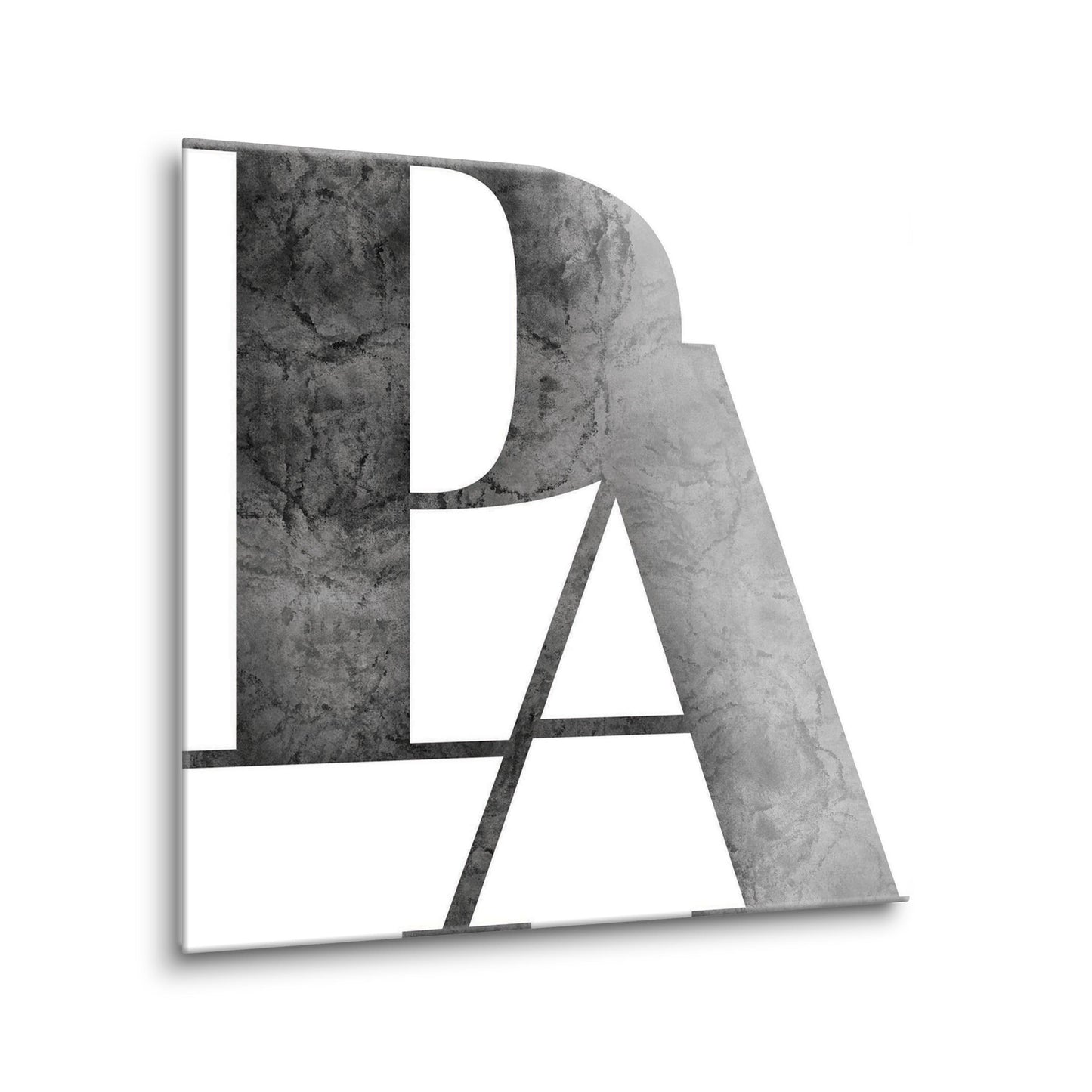 Minimalistic B&W Pennsylvania White Initials | Hi-Def Glass Art | Eaches | Min 2
