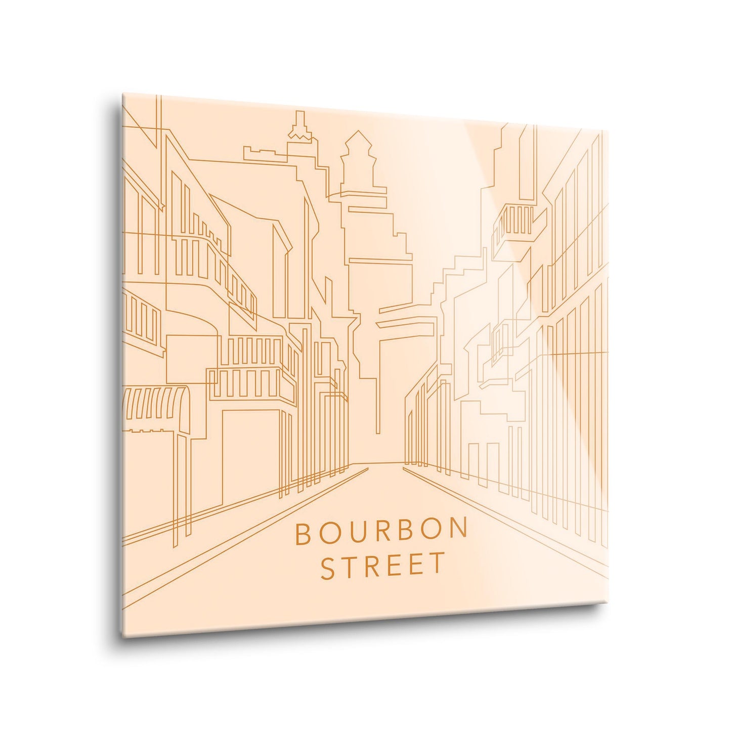 Modern Minimalist Louisiana Bourbon Street Line Drawing | Hi-Def Glass Art | Eaches | Min 1
