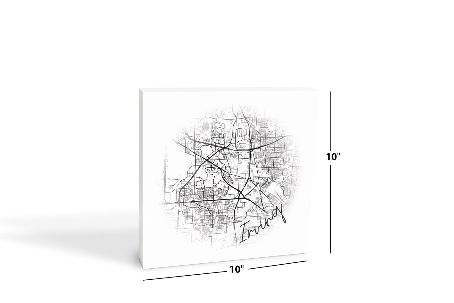 Minimalistic B&W Texas Irving Circle Map | Wood Block | Eaches | Min 2