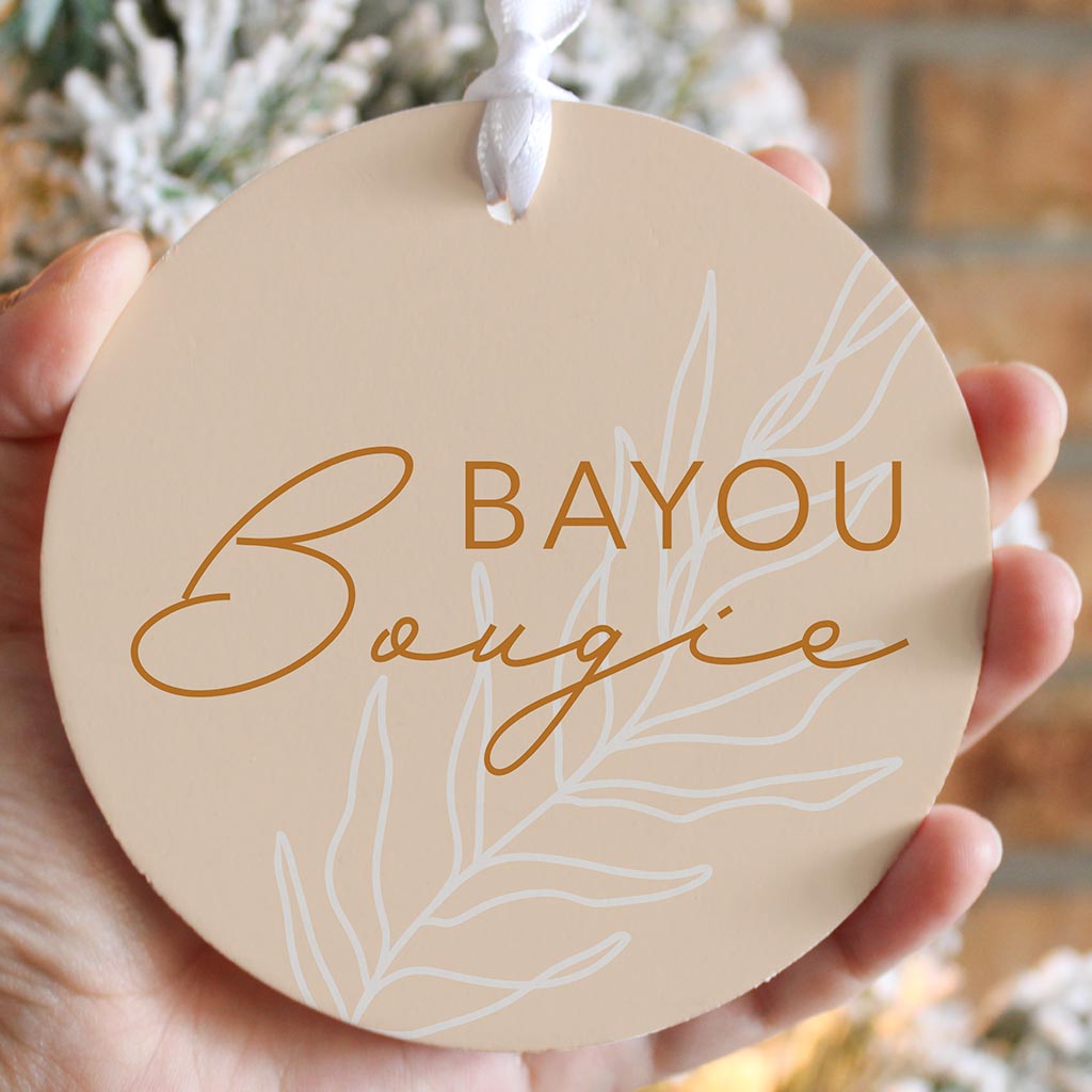 Modern Minimalist Louisiana Bayou Bougie| Wood Ornament | Eaches | Min 6