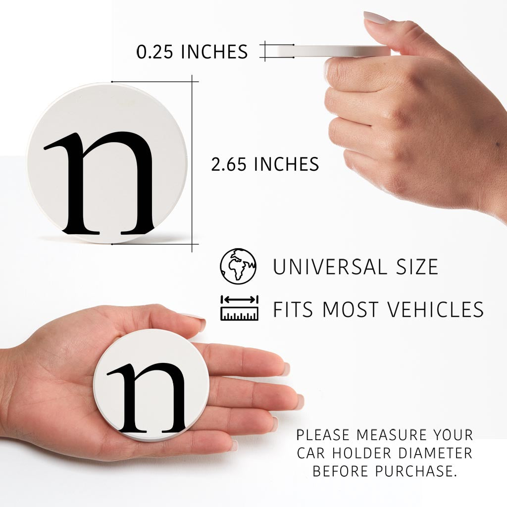 Minimalist Monogram N Circle | Absorbent Car Coasters | Set of 2 | Min 4
