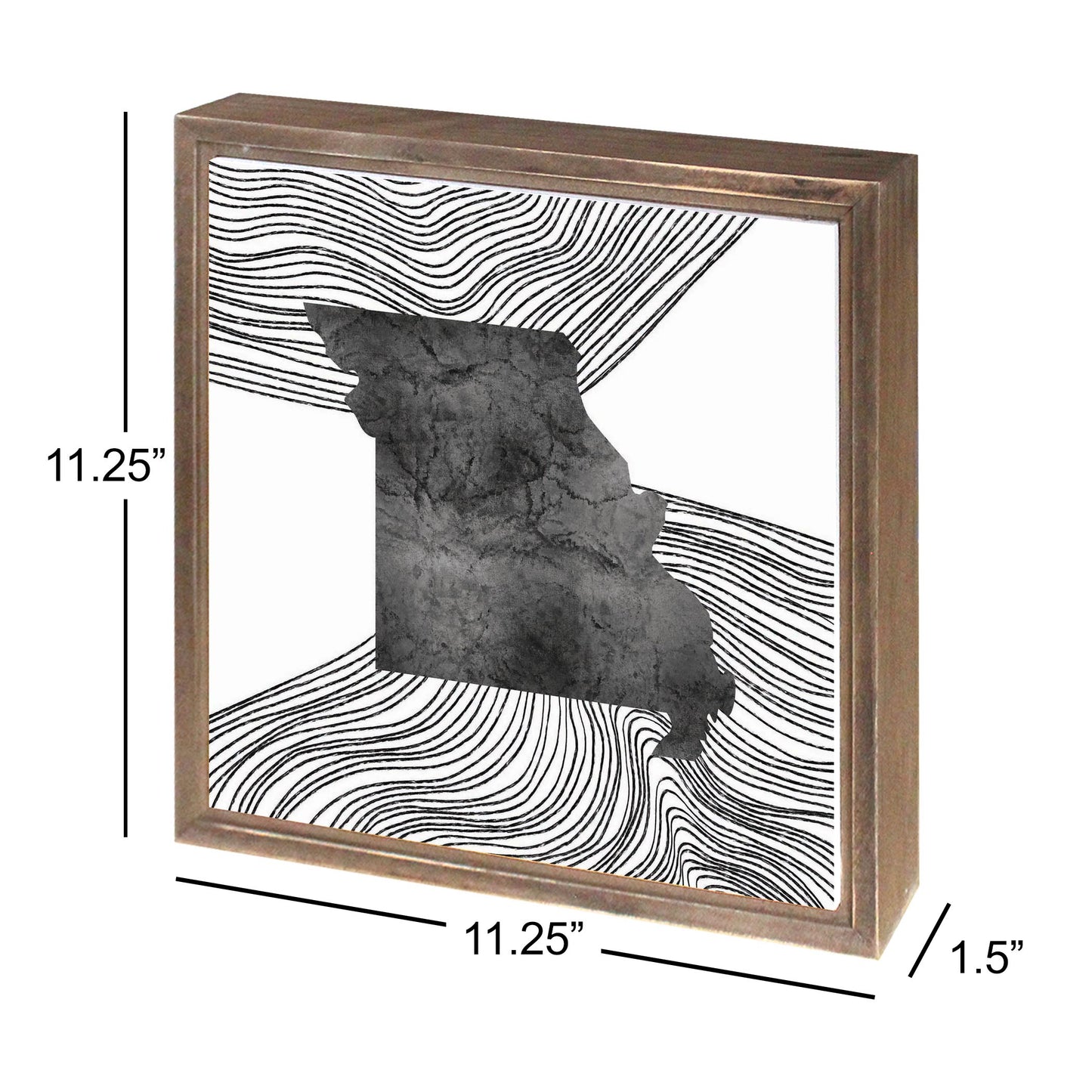 Minimalist B&W Missouri State With Fluid Lines | Wood Sign | Eaches | Min 1