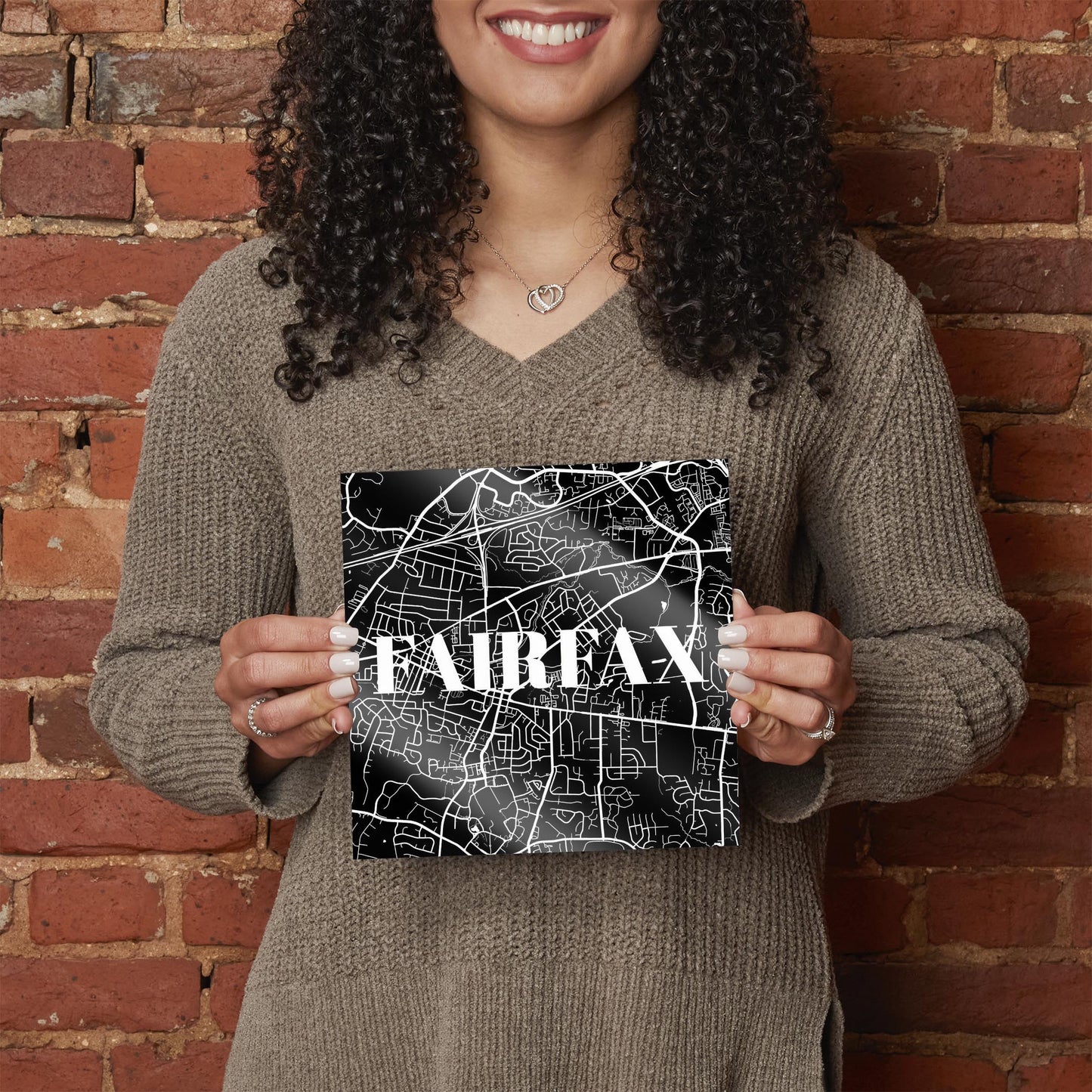 Minimalistic B&W Virginia Fairfax Map | Hi-Def Glass Art | Eaches | Min 2