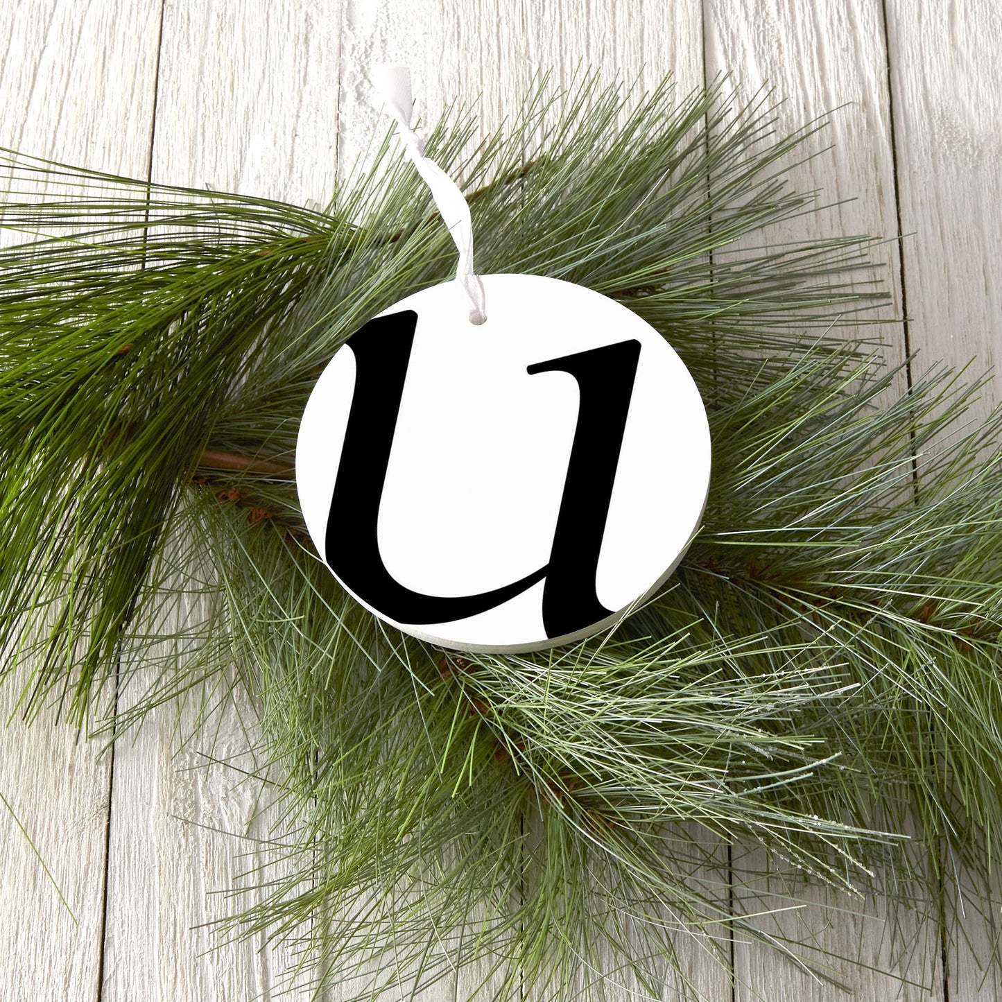 Minimalist Monogram U Circle| Wood Ornament | Eaches | Min 6