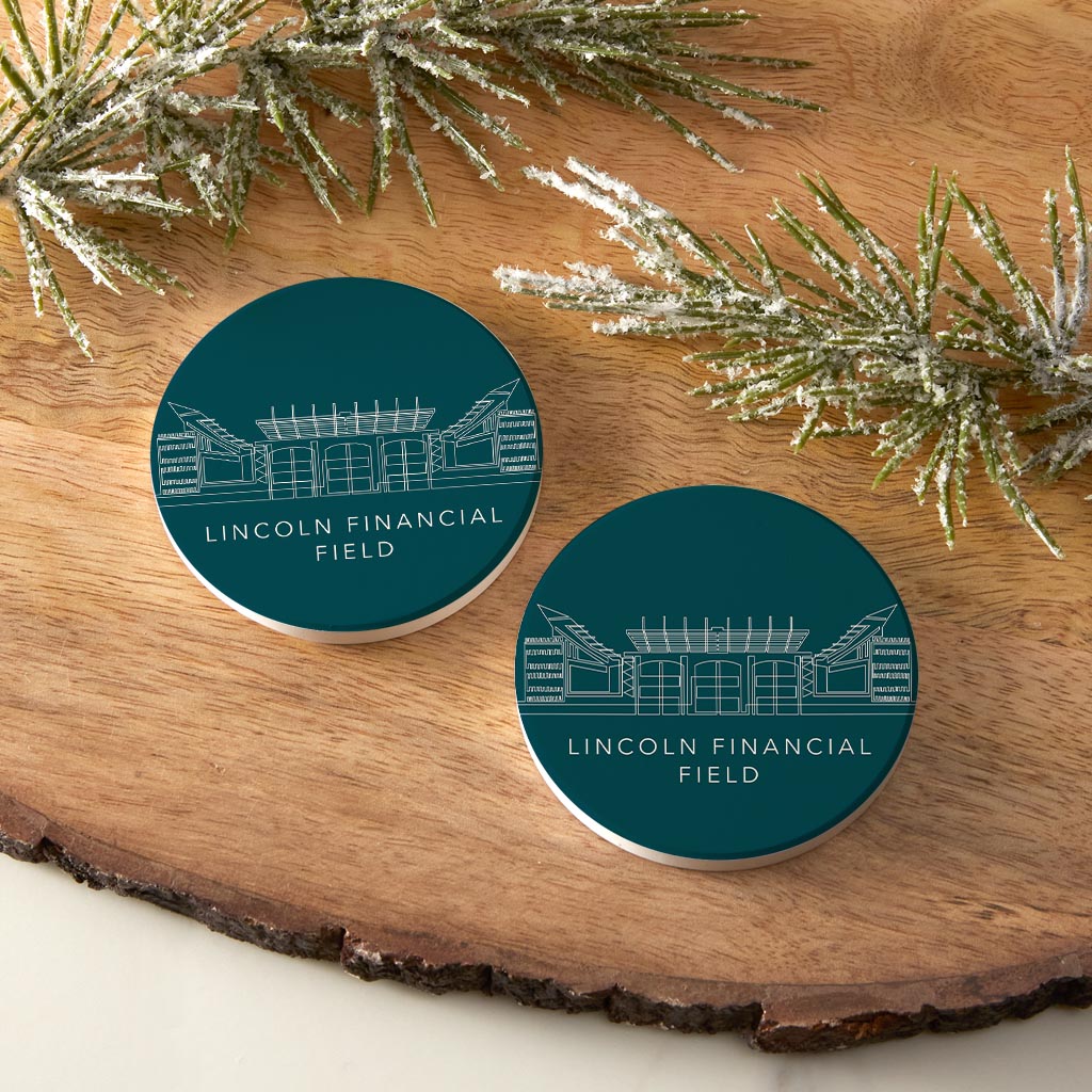 Minimal Pennsylvania Lincoln Field Line Drawing| Absorbent Car Coasters | Set of 2 | Min 4