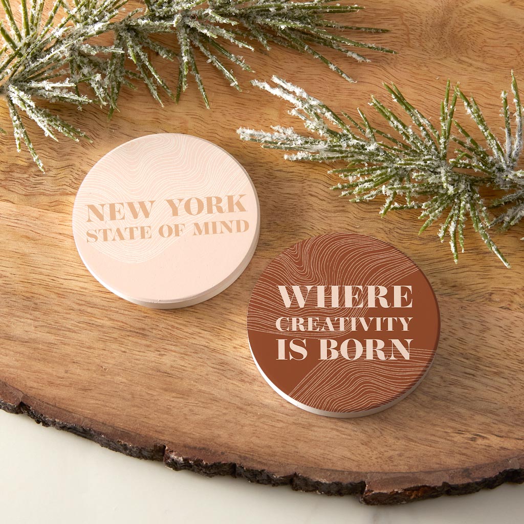Modern Minimalist New York Quips | Absorbent Car Coasters | Set of 2 | Min 4