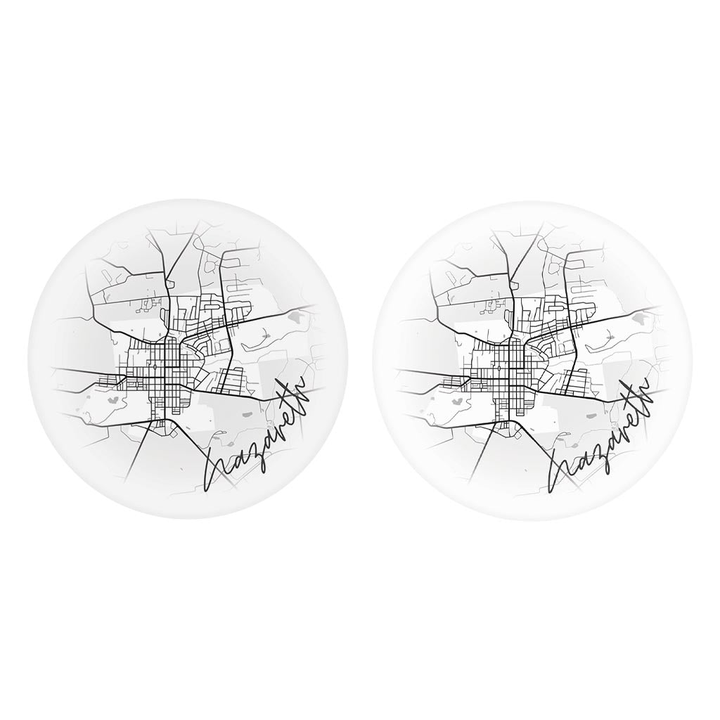 Minimalistic B&W Pennsylvania Nazareth Circle Map | Absorbent Car Coasters | Set of 2 | Min 4