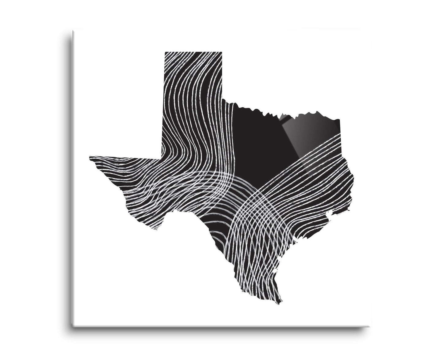 Modern Texas State Shape With Fluid Lines | Hi-Def Glass Art | Eaches | Min 2