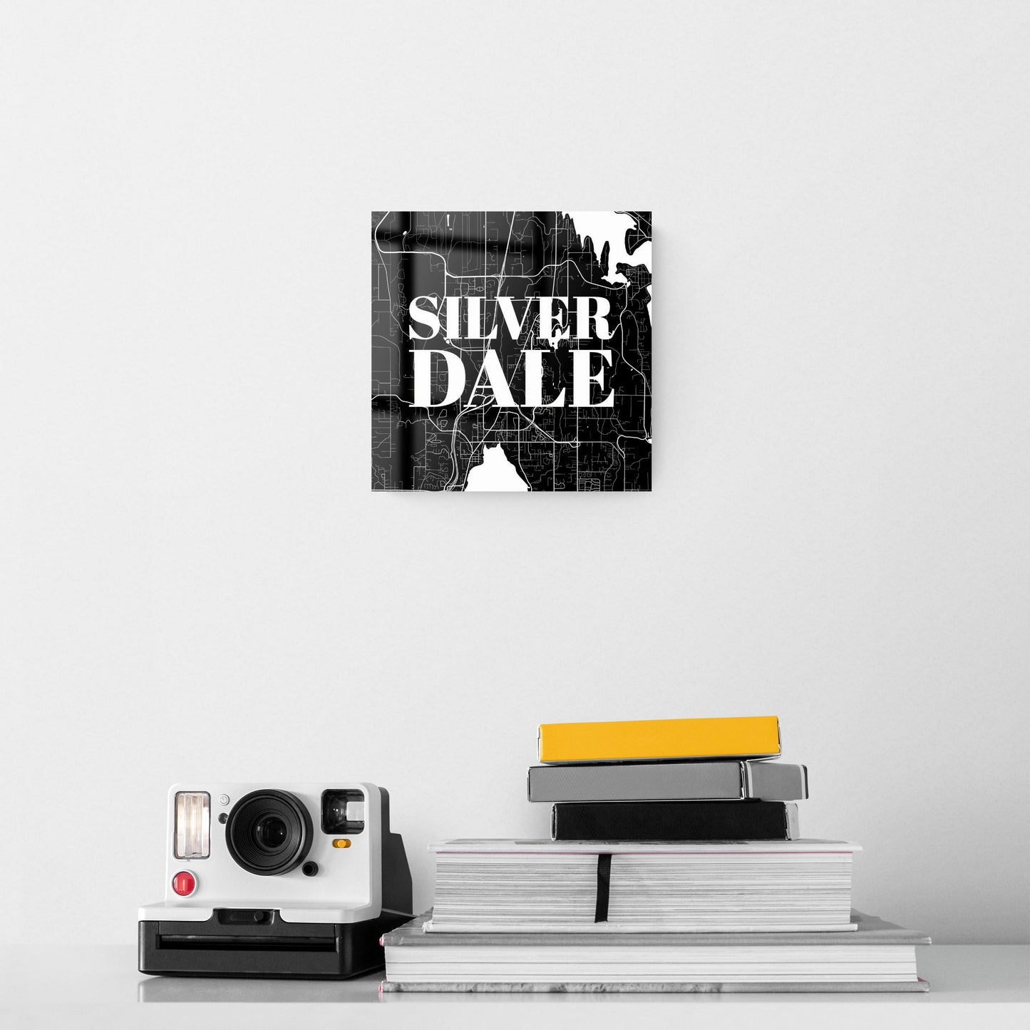 Minimalistic B&W Washington Silverdale Map | Hi-Def Glass Art | Eaches | Min 2