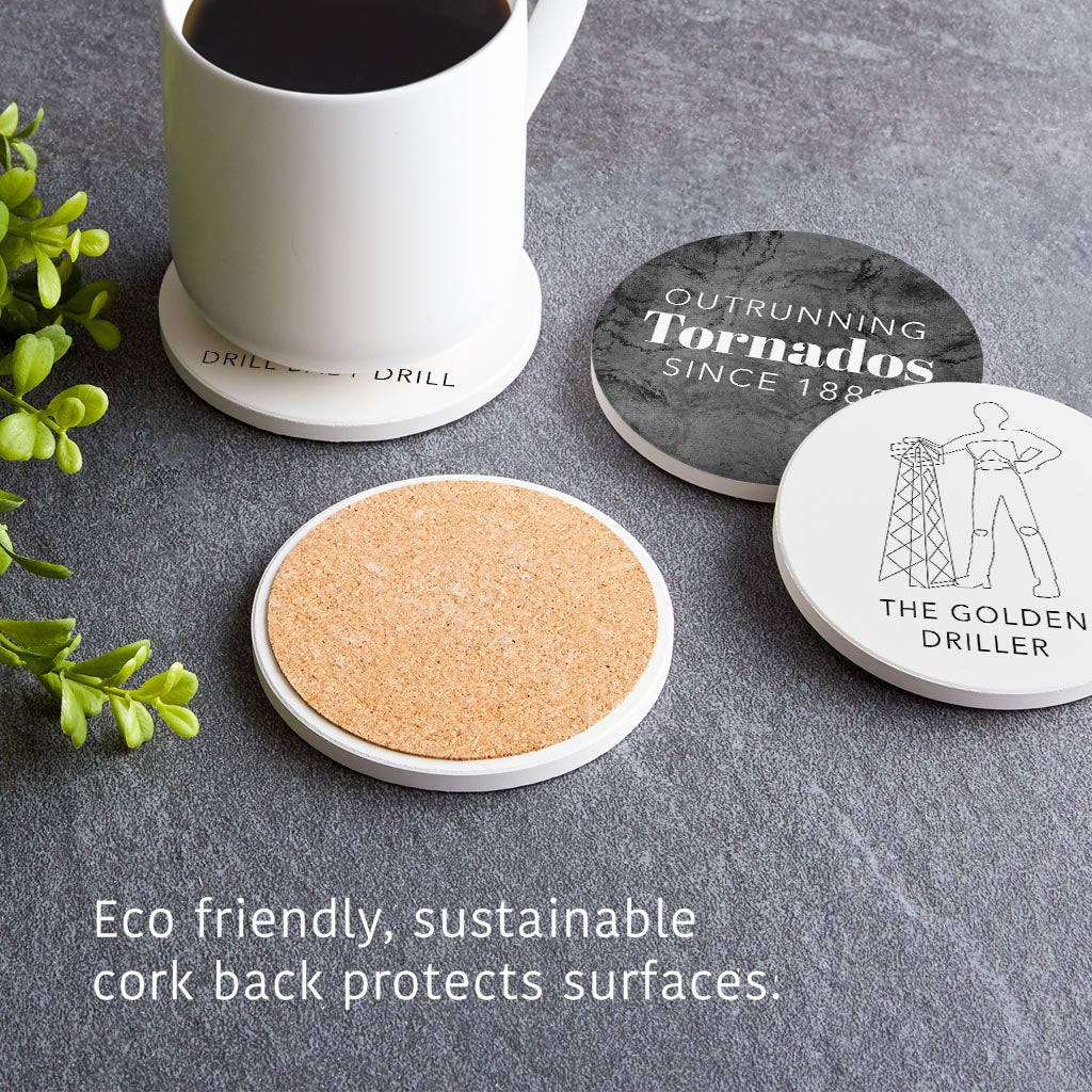 Modern Black White Oklahoma Set | Absorbent Coasters | Set of 4 | Min 2
