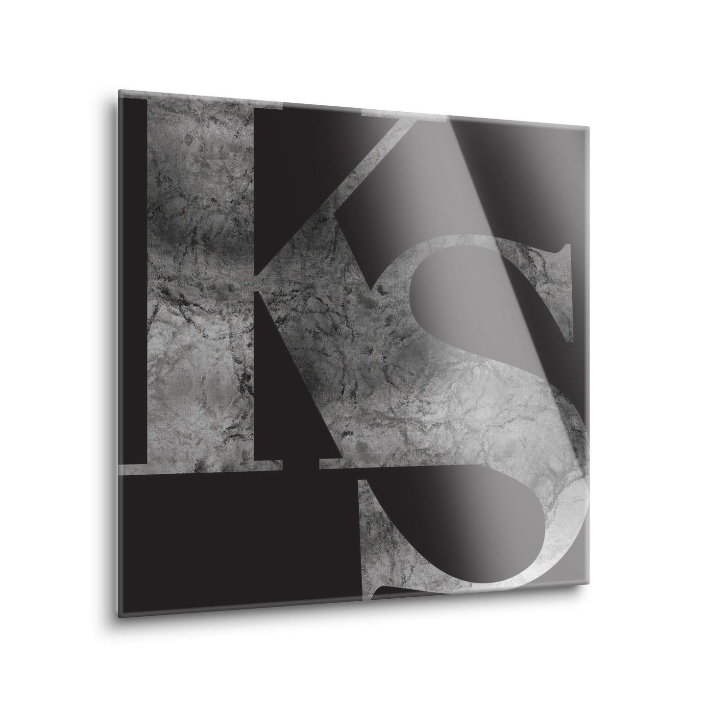 Minimalist B&W Kansas Black Initials | Hi-Def Glass Art | Eaches | Min 1