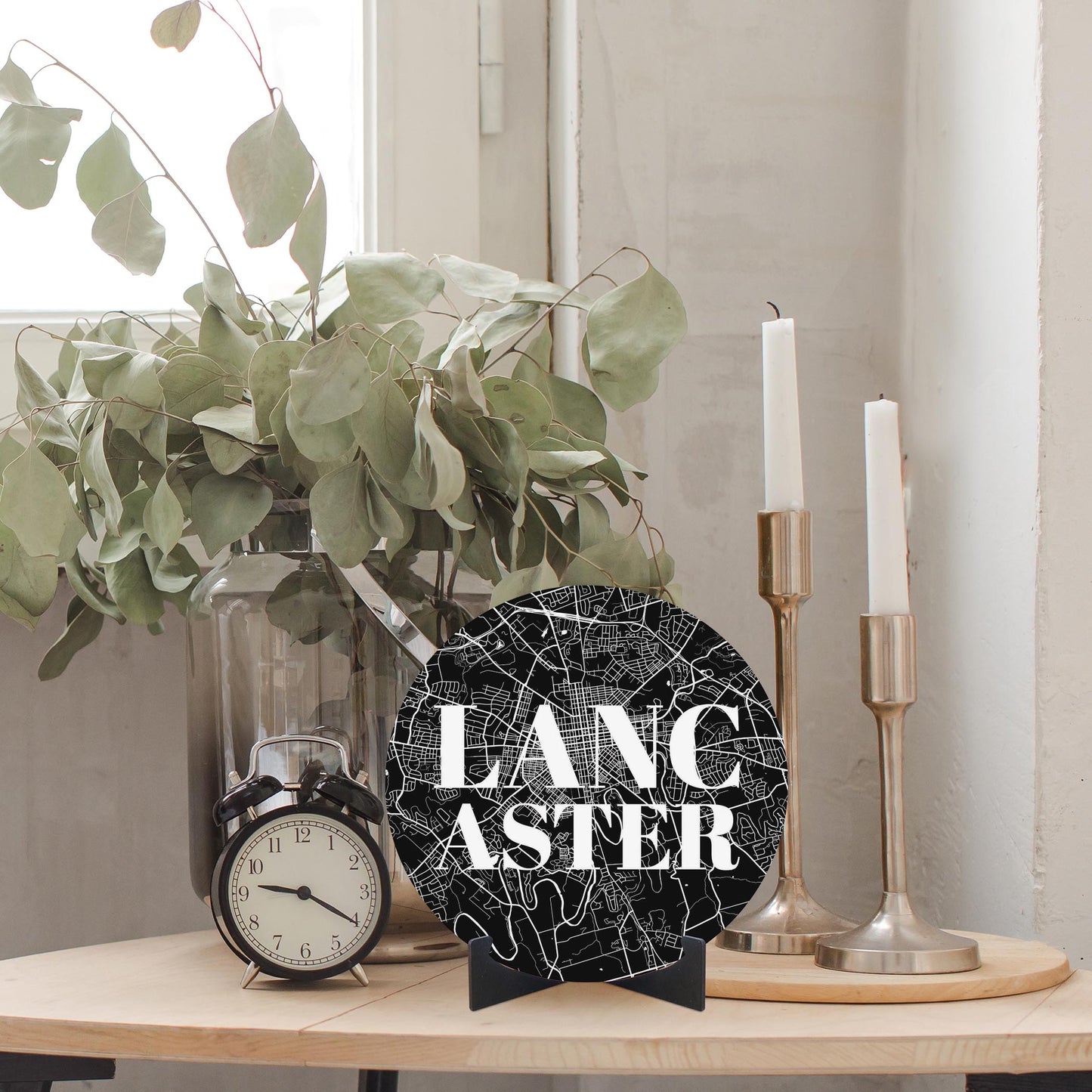 Minimalistic B&W Pennsylvania Lancaster Map | Wood Sign | Eaches | Min 1