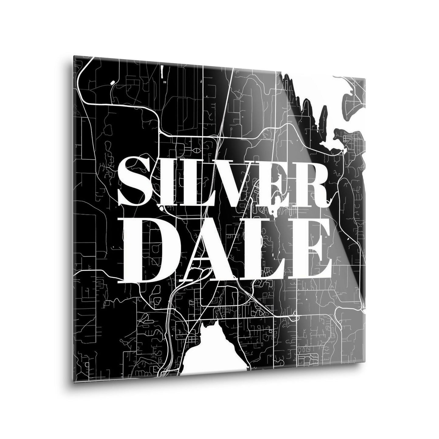 Minimalistic B&W Washington Silverdale Map | Hi-Def Glass Art | Eaches | Min 2