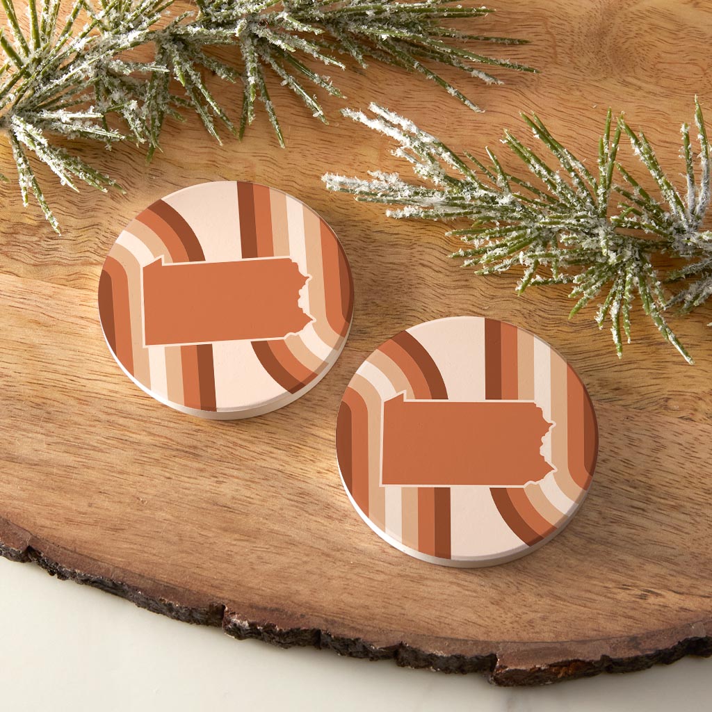 Modern Minimalist Pennsylvania State | Absorbent Car Coasters | Set of 2 | Min 4