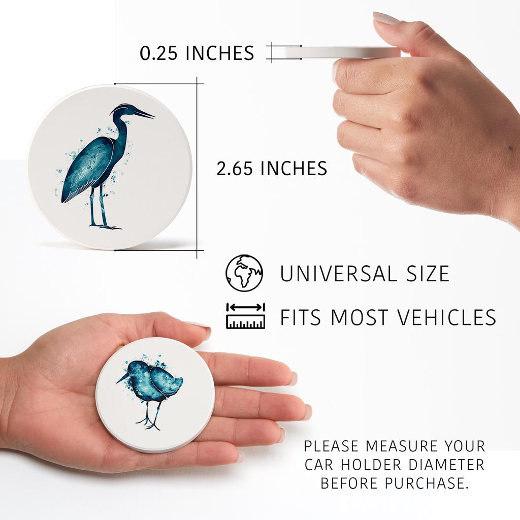 New England Water Color Heron Sand Piper| Absorbent Car Coasters | Set of 2 | Min 4