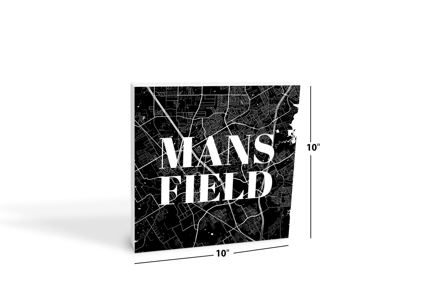 Minimalistic B&W Texas Mansfield Map| Wood Block | Eaches | Min 2