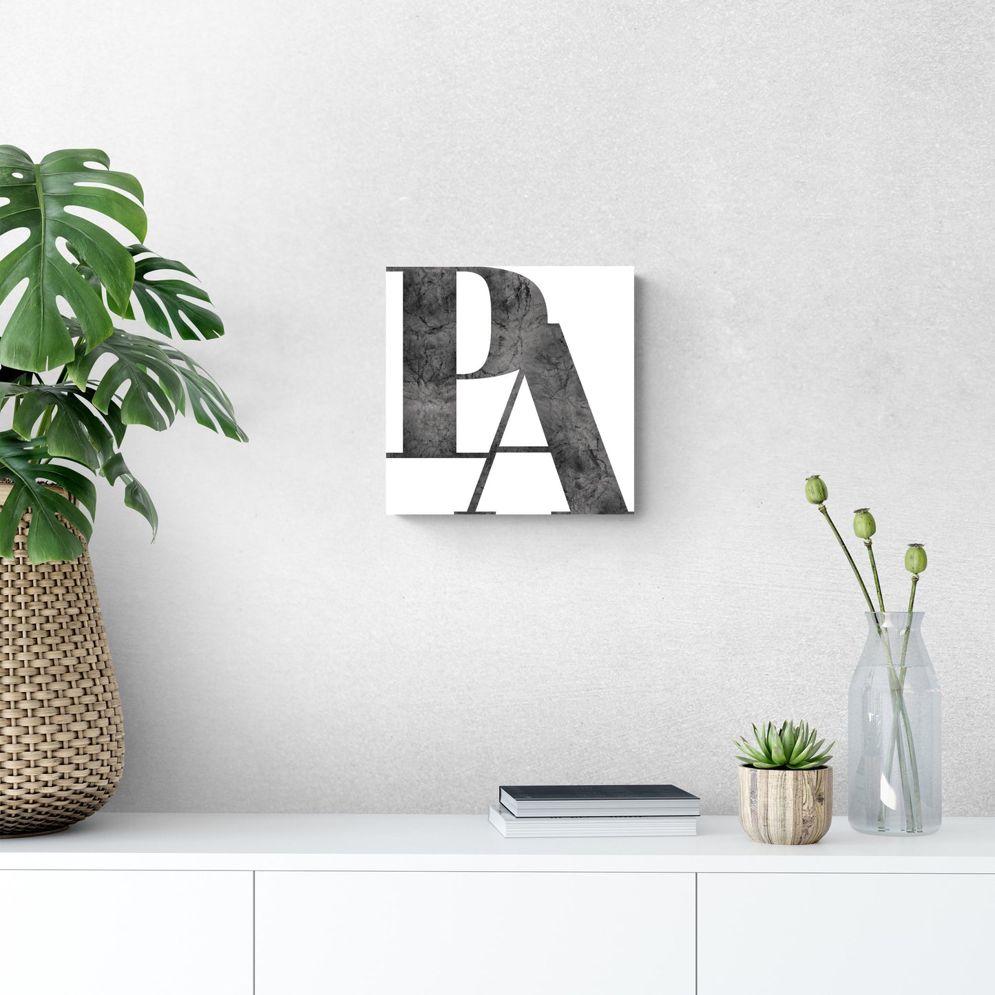 Minimalistic B&W Pennsylvania White Initials | Wood Sign | Eaches | Min 2