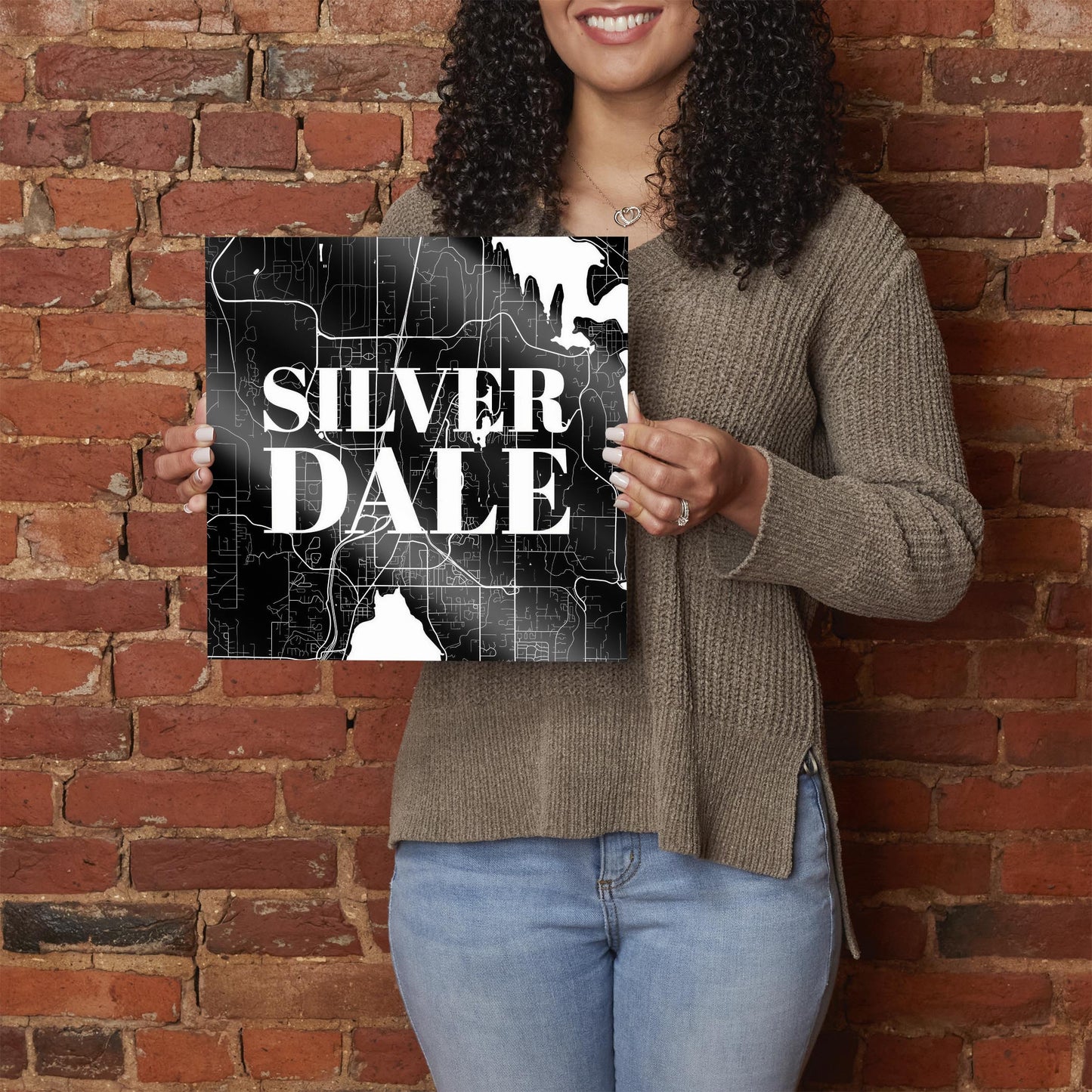 Minimalistic B&W Washington Silverdale Map | Hi-Def Glass Art | Eaches | Min 1