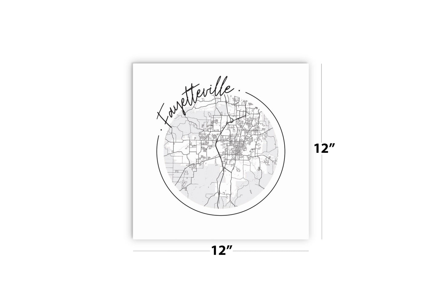 B&W Minimalist Arkansas Fayetteville Circle Map | Wood Sign | Eaches | Min 2
